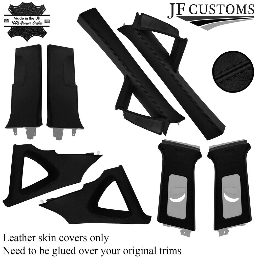 BLACK STITCH ITALIAN LEATHER PILLAR KIT COVERS FITS SEAT LEON MK2 1P 05-12