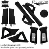 BLACK STITCH ITALIAN LEATHER PILLAR KIT COVERS FITS SEAT LEON MK2 1P 05-12