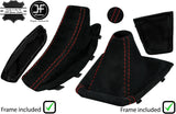 RED STITCH SUEDE MANUAL GAITER SET+PLASTIC FRAME FOR BMW X3 E83 2003-2010
