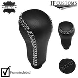 FITS LOTUS ELAN M100 S2 TURBO WHITE STITCH LEATHER COVERED GEAR KNOB + FRAME