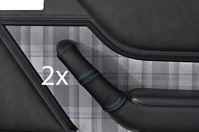 blue stitch FITS FORD CAPRI MK3 2X FRONT DOOR HANDLE LEATHER COVERS CUSTOM NEW