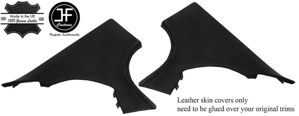 BLACK STITCH 2X REAR C PILLAR LEATHER COVERS FOR BMW 5 SERIES F10 2010-2016