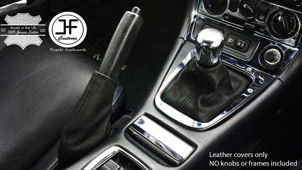 BLACK STITCH REAL LEATHER GEAR HANDBRAKE GAITER FITS MAZDA MX5 MIATA MK2 98-00