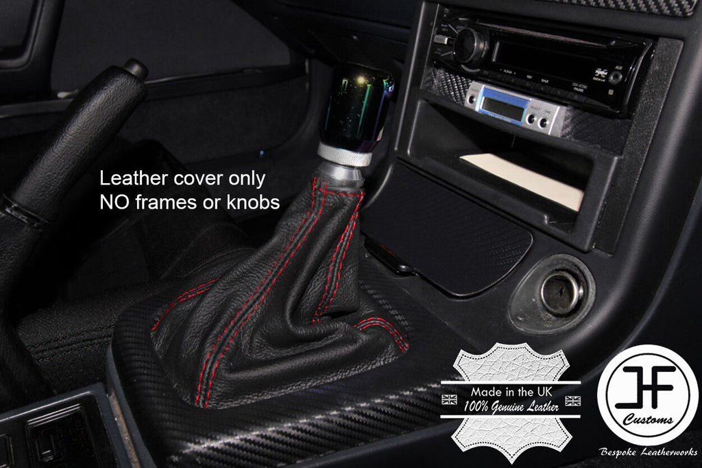 RED STITCH TOP GRAIN LEATHER GEAR GAITER FITS MAZDA RX-7 RX7 FC3S 1986-1991