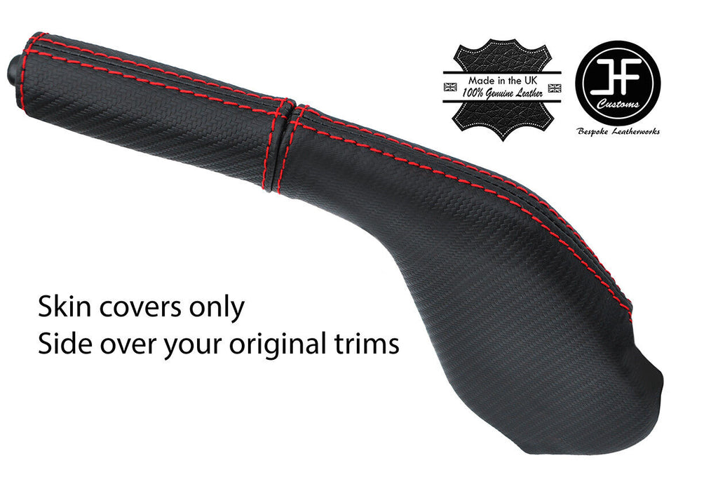 RED STITCH CARBON VINYL HANDBRAKE GAITER+HANDLE COVER FOR MAZDA RX7 FC3 86-91