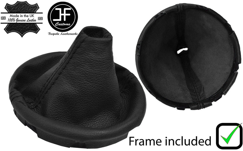 BLACK LEATHER GEAR GAITER WITH PLASTIC FRAME FOR VW T5 TRANSPORTER CARAVELLE