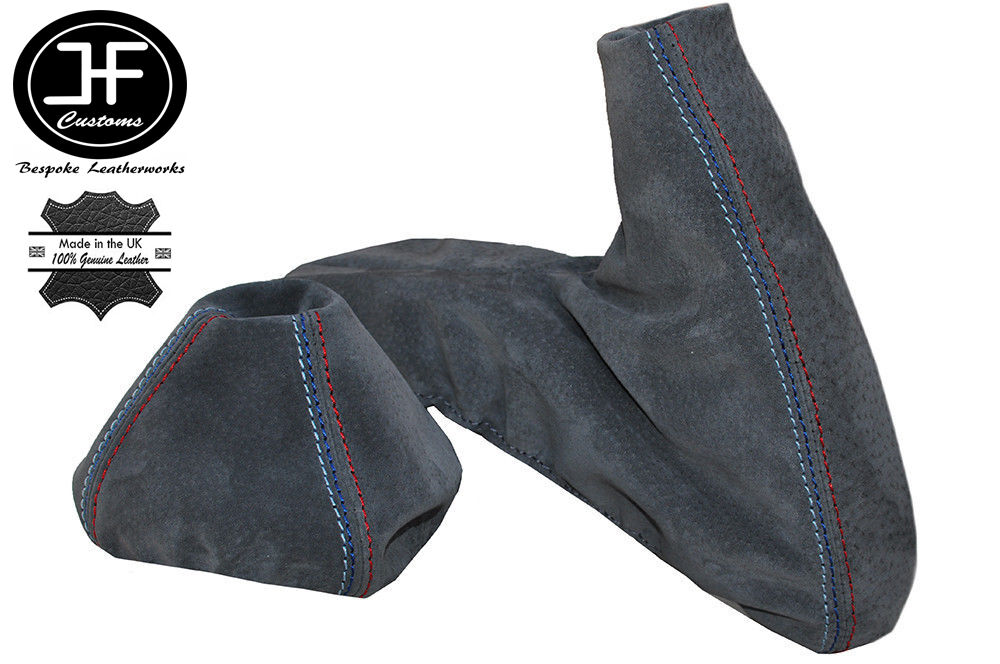 FOR BMW 1 SERIES E81 E82 E87 E88 MANUAL 2006-2013 GRAPHITE TRI STITCH PU SUEDE