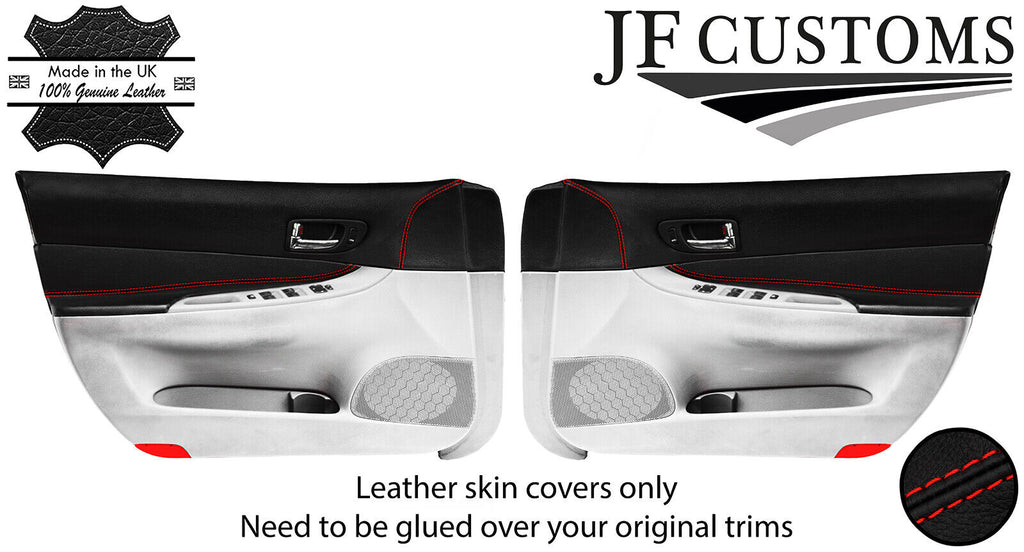 RED STITCH LEATHER 2X FRONT DOOR INSERTS + CAPPINGS COVERS FOR MAZDA 6 02-05