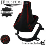 RED STITCH LEATHER GEAR GAITER + PLASTIC FRAME FITS MITSUBISHI GRANDIS 6SP 03-11