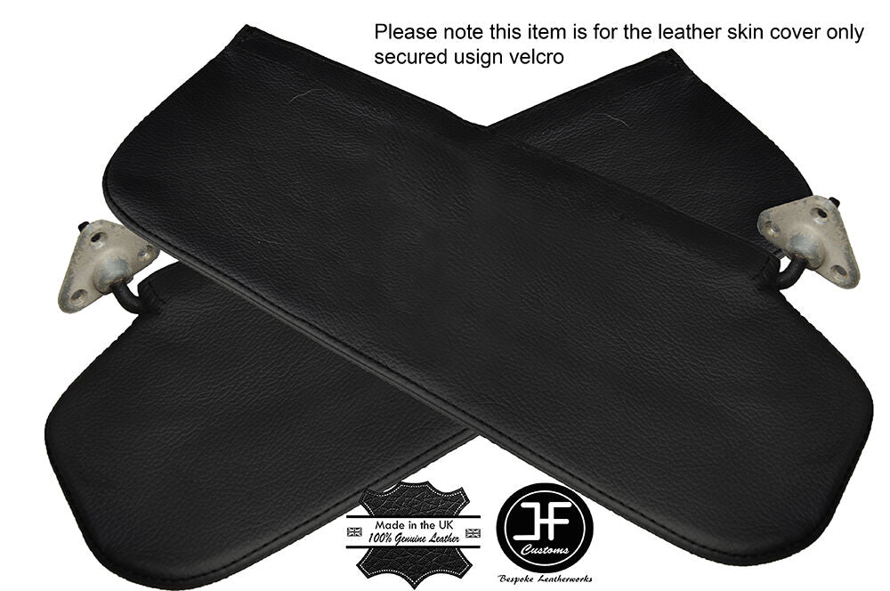 BLACK STITCHING 2X SUN VISORS LEATHER COVERS FITS HILLMAN MINX SERIES 3 MK3