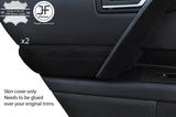 BLACK STITCH 2X REAR DOOR ARMREST SUEDE COVERS FITS INFINITI FX35 FX45 03-08