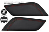RED STITCH 2X CENTRE CONSOLE KNEE PADS LEATHER COVERS FITS FORD MUSTANG 15-17
