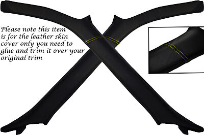 YELLOW STITCH FITS NISSAN 200SX S13 88-93 WINDSCREEN PILLAR LEATHER SKIN COVERS