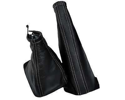 WHITE STITCH FITS VAUXHALL OPEL ASTRA G MK4 LEATHER GAITERS SET 1998-2005