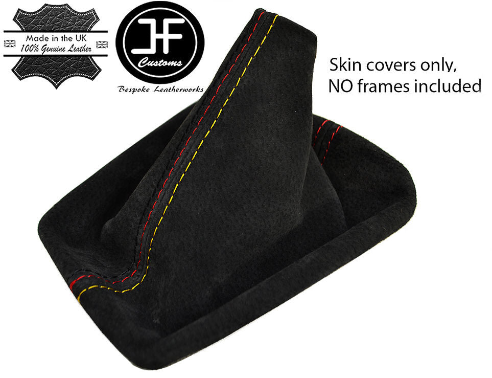 RED STITCH FAUX SUEDE GEAR FITS BMW E36 E46 1991-2005 GERMAN FLAG STITCHING