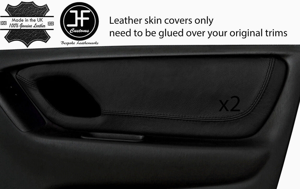 BLACK REAL LEATHER 2X FRONT DOOR CARD TRIM COVERS FITS MAZDA TRIBUTE 2001-2007