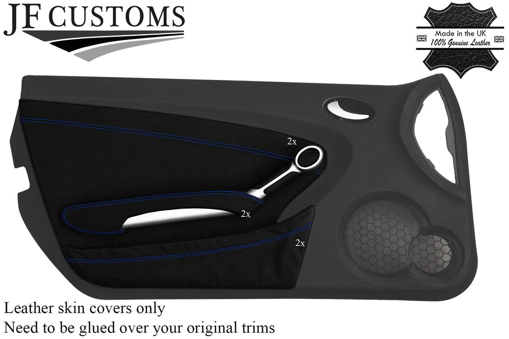 BLUE STITCH 2X DOOR CARD KIT LEATHER COVERS FITS MERCEDES SLK R171 04-11