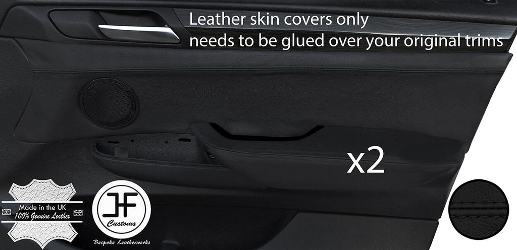 BLACK STITCH 2X FRONT DOOR CARD TRIM LEATHER COVERS FOR BMW X4 F26 2014-2018