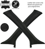 BLACK STITCH 2X A POST PILLAR TOP GRAIN LEATHER COVERS FITS AUDI Q5 2008-2015