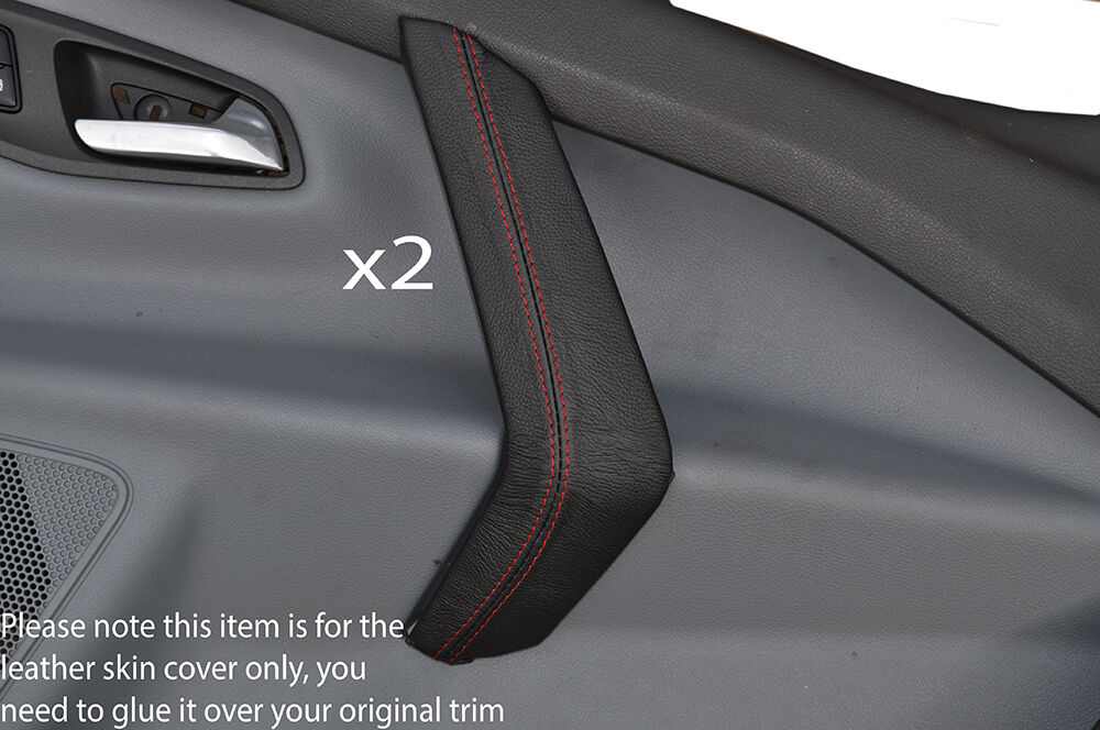 RED STITCH 2X FRONT FULL DOOR HANDLE SKIN COVERS FITS FORD TRANSIT MK8 2014+