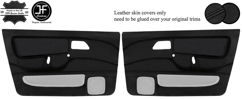 BLACK STITCH 2X FRONT DOOR CARD LEATHER COVERS FOR FORD SIERRA RS COSWORTH JF1