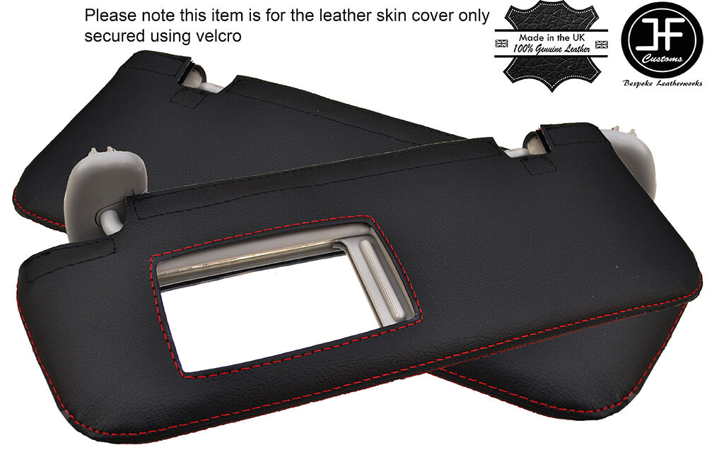 RED STITCHING 2X SUN VISORS LEATHER COVERS FITS TOYOTA PRIUS 2010-2015