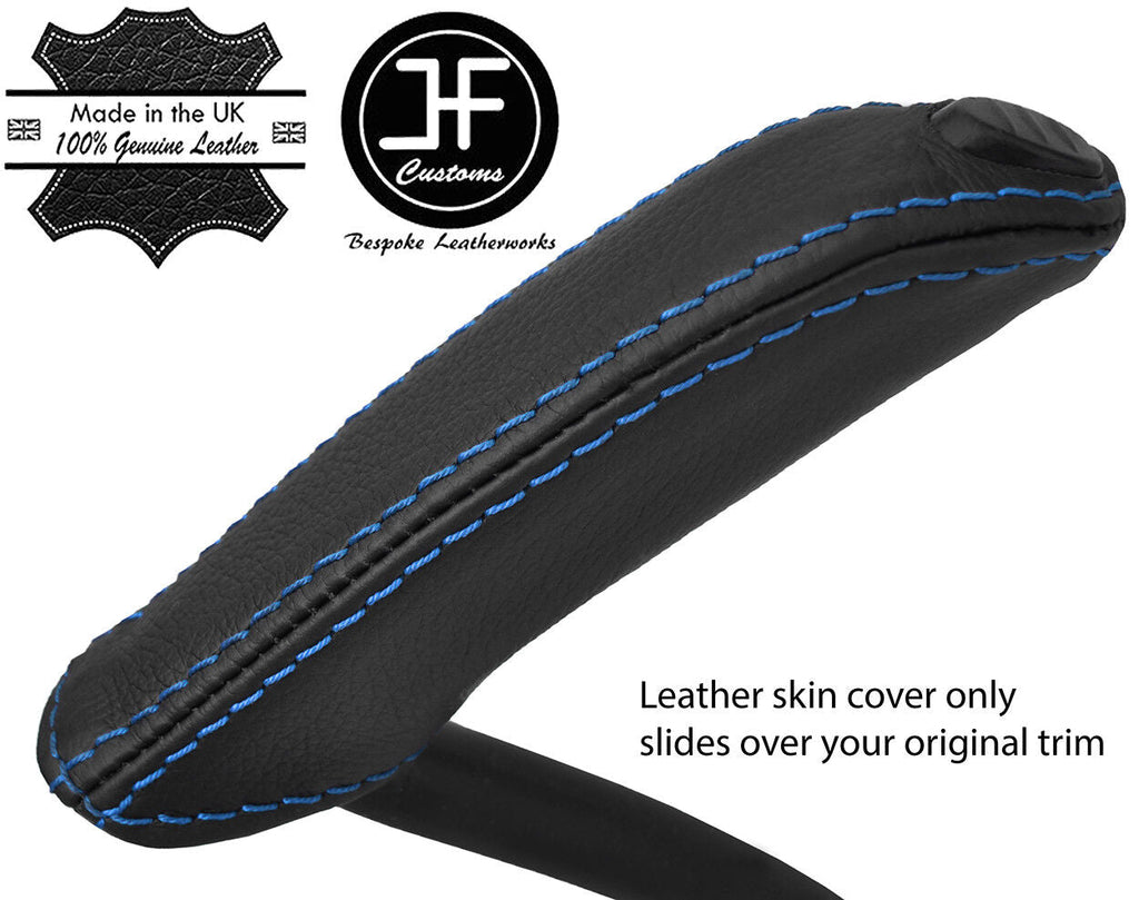 BLUE STITCH TOP GRAIN LEATHER HANDBRAKE HANDLE COVER FOR FORD KUGA 2008-2016
