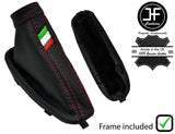 RED STITCH ITALIAN STRIPE LEATHER HANDBRAKE +PLASTIC FRAME FOR ALFA ROMEO 159