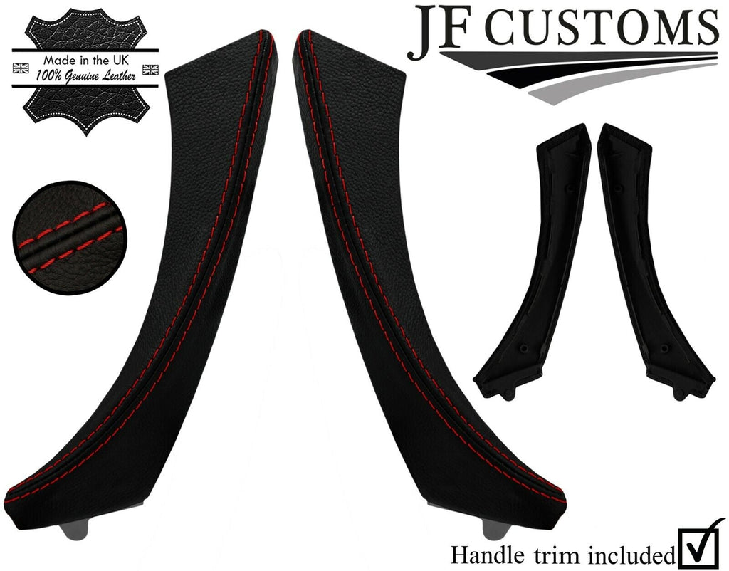 D RED STITCH LEATHER 2X FRONT DOOR HANDLE TRIM + COVER FOR BMW E90 E91 E92 E93