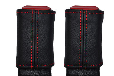 red stitch FITS MERCEDES ML W163 98-05 2X SEAT BELT STALK LEATHER COVERS
