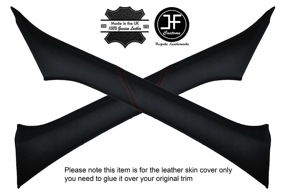 RED STITCHING 2X A POST PILLAR LEATHER COVERS FITS MITSUBISHI ECLIPSE 95-99