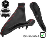 RED STITCHING LEATHER HANDBRAKE GAITER+PLASTIC FRAME FOR ALFA ROMEO GT 03-10