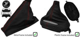 RED STITCH LEATHER AUTO GAITER SET + PLASTIC FRAME FOR CORVETTE C5 1997-2004