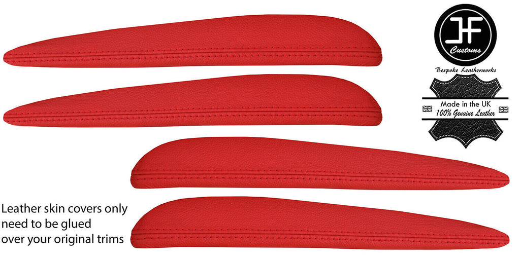 RED REAL LEATHER 4X TOP DOOR CARD TRIM COVERS FOR JAGUAR S-TYPE 1999-2008