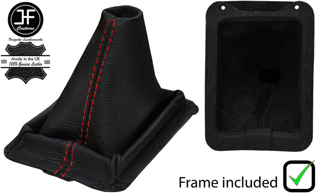 RED STITCH REAL LEATHER GEAR GAITER + PLASTIC FRAME FITS FORD CAPRI MK1