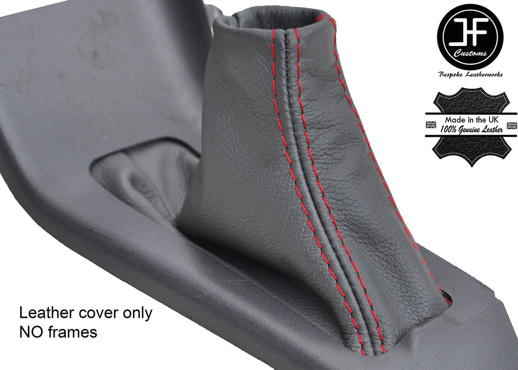 RED STITCH TOP GRAIN GREY LTHR HANDBRAKE GAITER FITS VOLVO S70 V70 C70 96-00