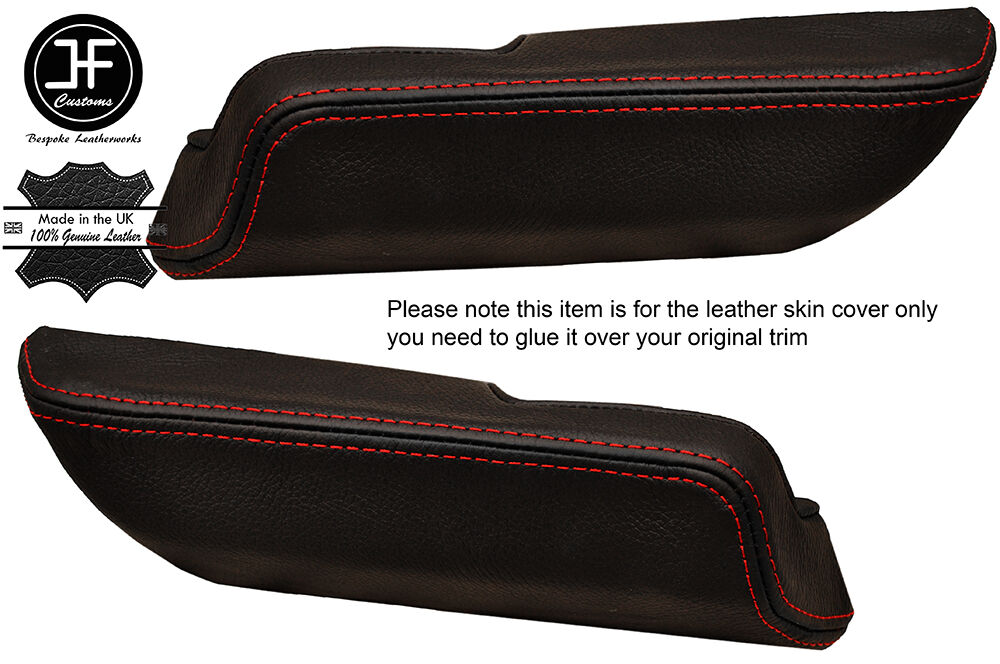 RED STITCH 2X REAR DOOR ARMREST LEATHER COVERS FITS BMW 3 SERIES E30 SALOON