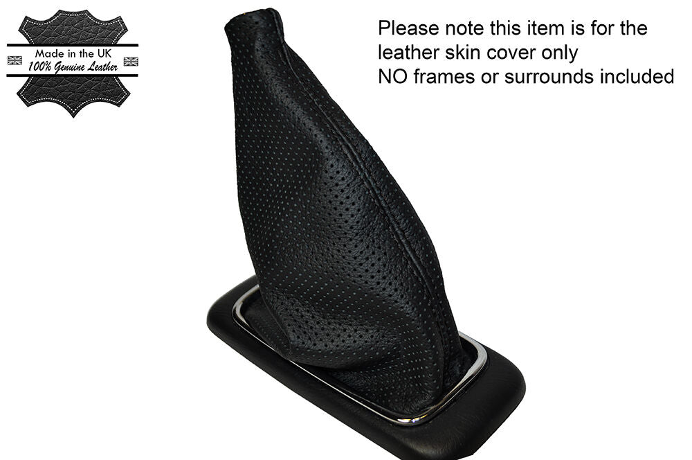 BLACK STITCH PERFORATED LEATHER GEAR GAITER FITS DAIHATSU YRV 2000-2005