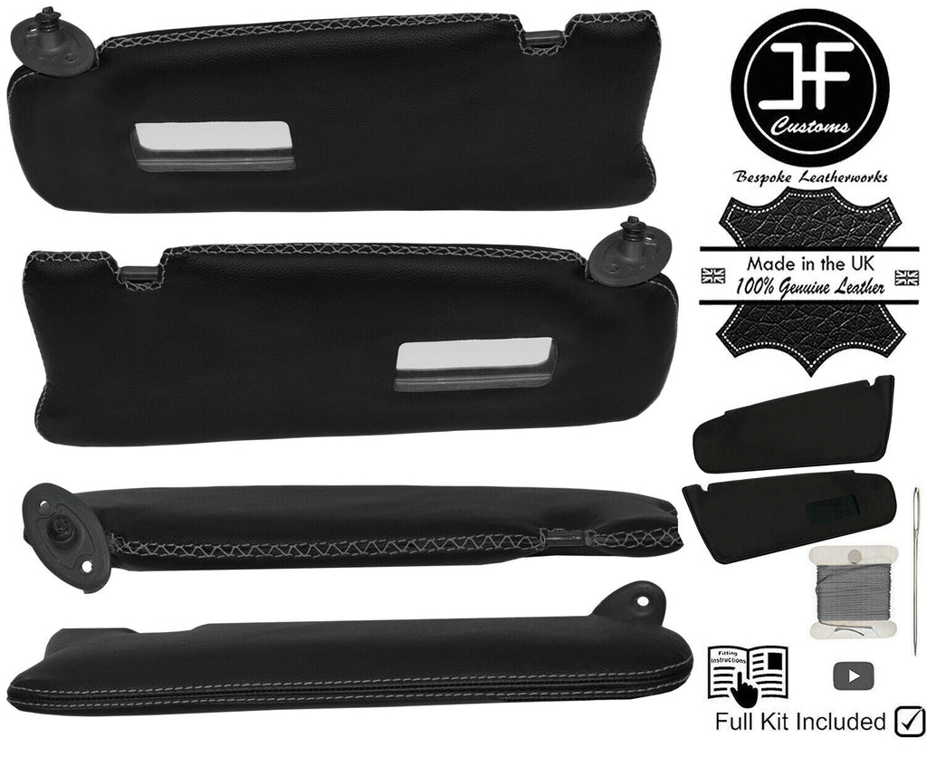 GREY CROSS STITCH 2X SUN VISOR LEATHER COVERS FOR TOYOTA SUPRA MK3 86-93