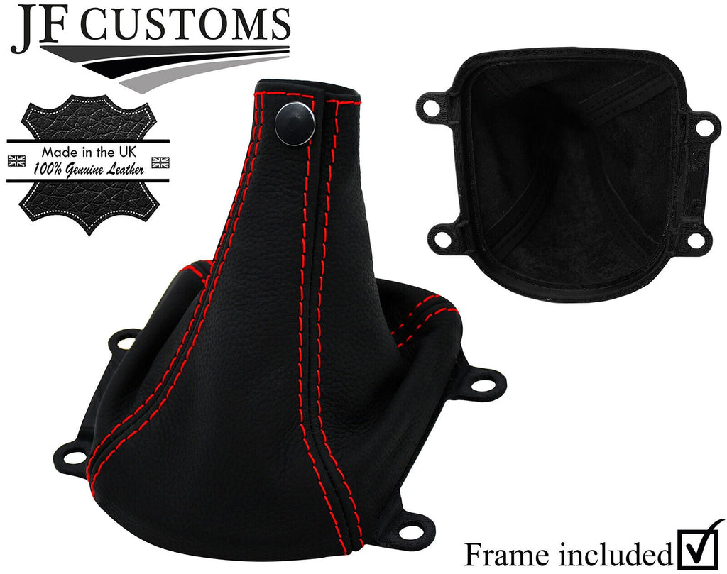 RED STITCH LEATHER GEAR GAITER + PLASTIC FRAME FITS MITSUBISHI GRANDIS 6SP 03-11