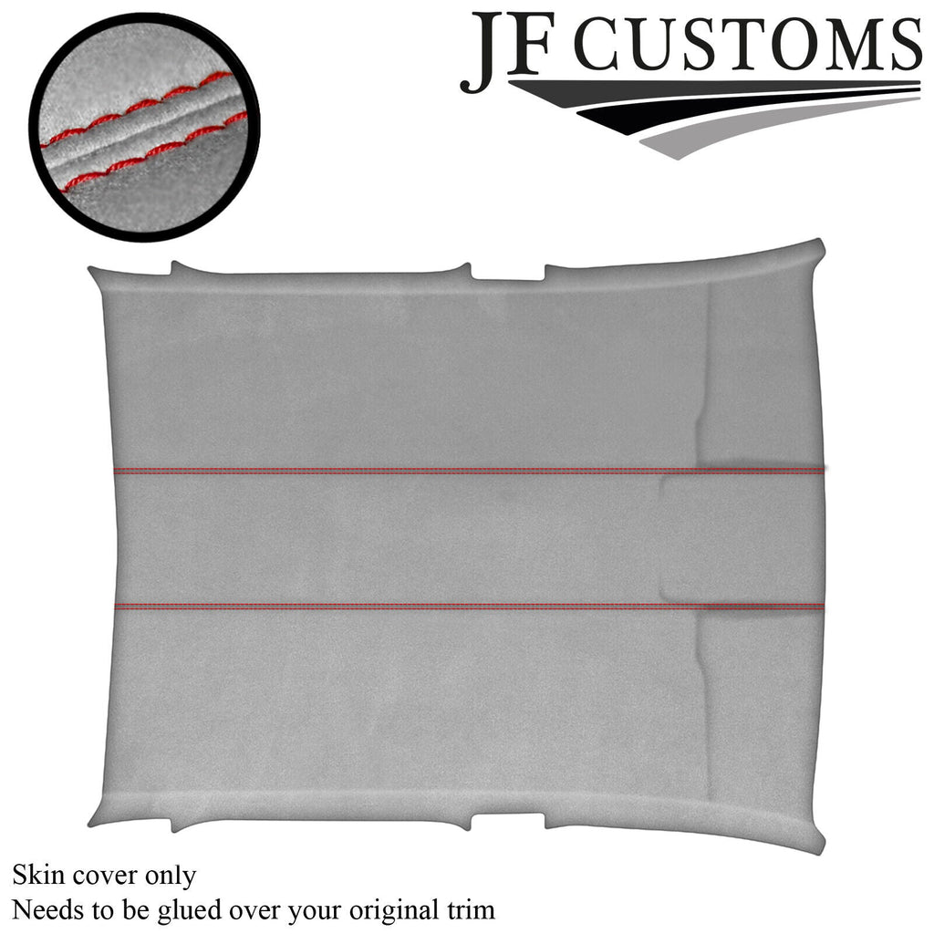 RED STITCH L GREY SUEDE ROOF HEADLINER COVER FOR VW AMAROK 10-20 DOUBLE CAB