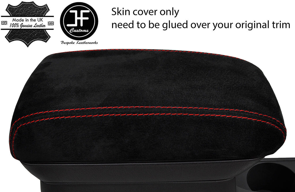 RED STITCHING SUEDE ARMREST LID COVER FITS TOYOTA COROLLA 2003-2006 CUSTOM NEW