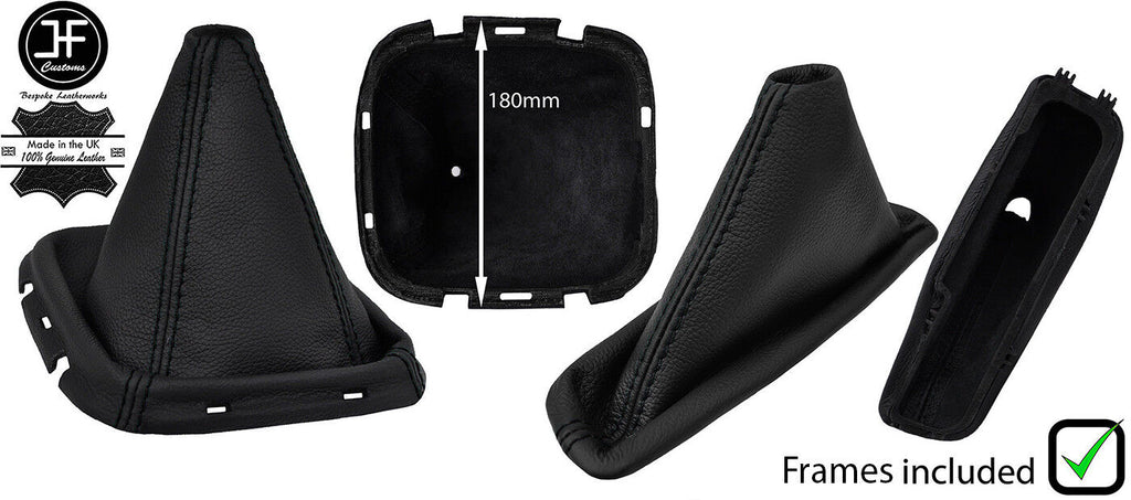 BLACK STITCH LEATHER GEAR HANDBRAKE WITH PLASTIC FRAME FOR NISSAN NAVARA 05-12