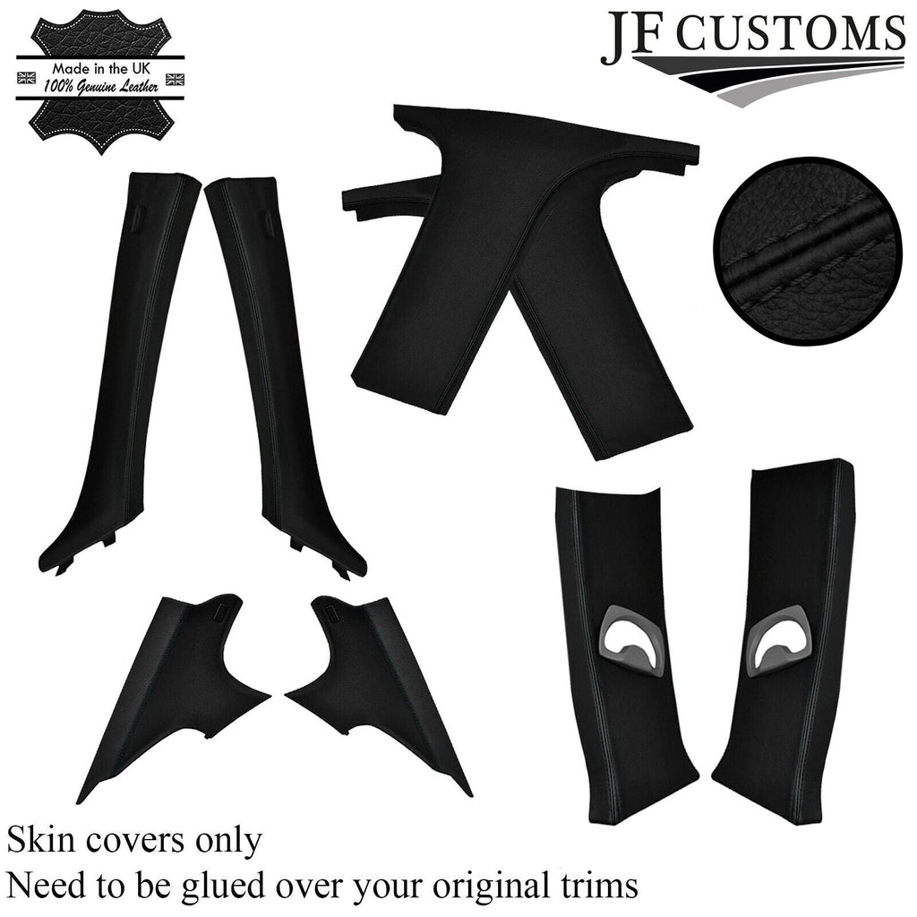 BLACK STITCH ITALIAN LEATHER PILLAR KIT COVERS FOR BMW 3 SERIES E90 05-12 SALOON