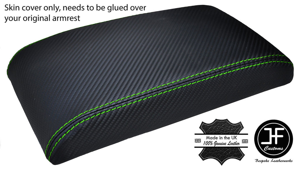 GREEN STITCH 93 94 95 96 97 FITS HONDA DEL SOL CRX ARMREST COVER CARBON VINYL