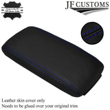 BLUE STITCH LEATHER ARMREST ELASTICATED SKIN COVER FITS AUDI A3 8P S3 03-12