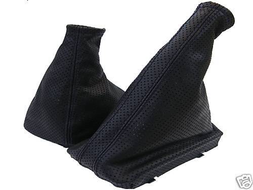 FITS VAUXHALL CORSA C PERFORATED LEATHER GAITERS BLACK STITC CUSTOM NEW