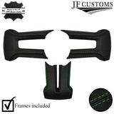 GREEN STITCH LEATHER COVERED STEERING WHEEL TRIMS+FRAMES FOR FORD MUSTANG 10-14