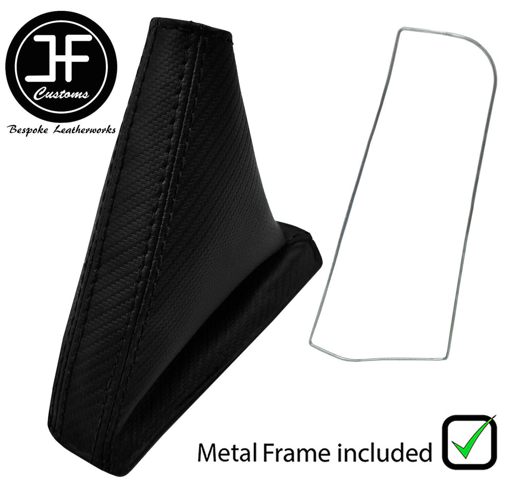 BLACK STITCH CARBON VINYL HANDBRAKE GAITER+FRAME FOR NISSAN SKYLINE R32 89-1993