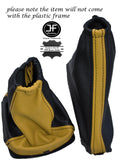 BLACK & YELLOW LEATHER GEAR & HANDBRAKE GAITERS FITS FORD FOCUS II 04-08